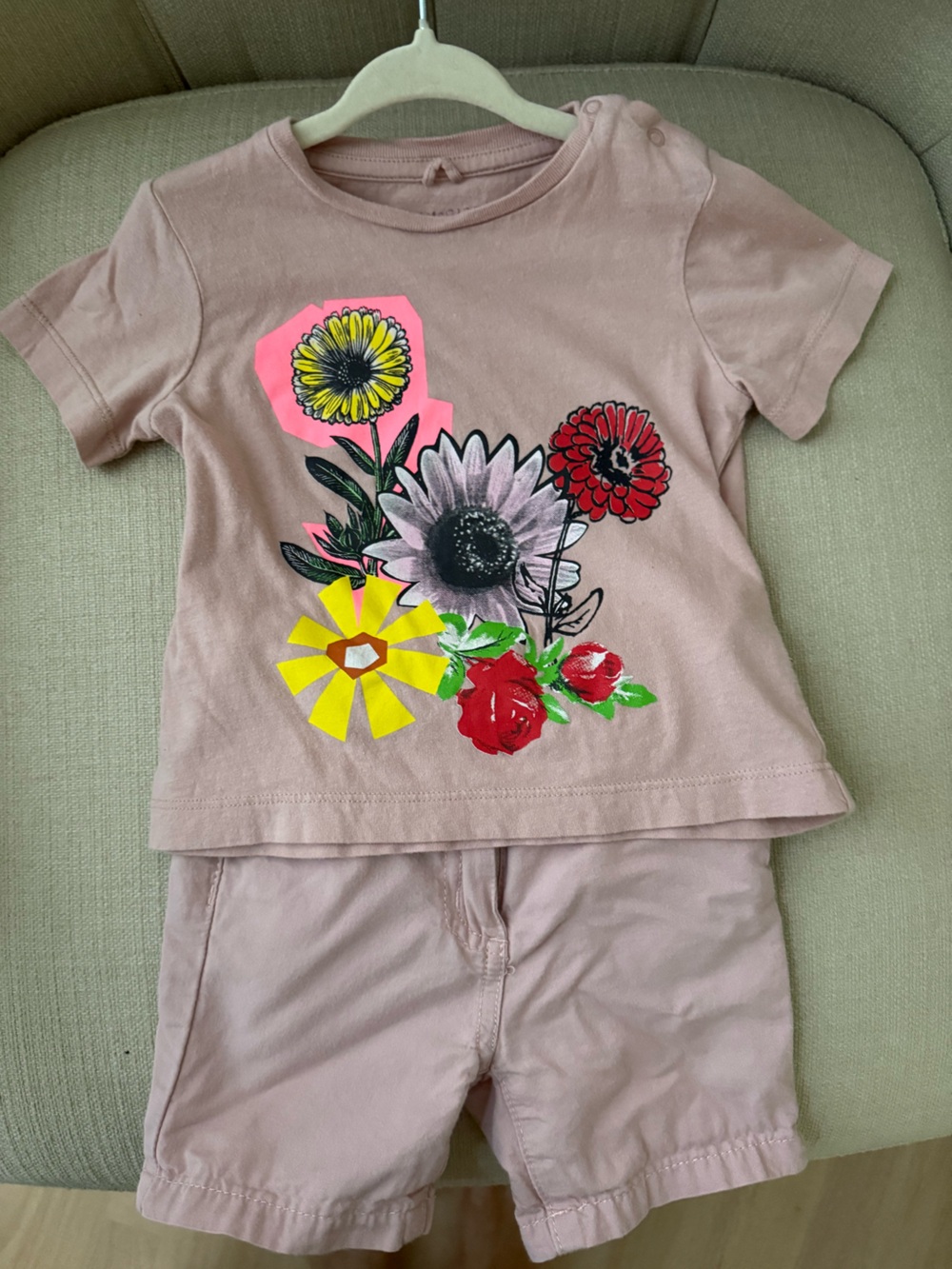 Stella McCartney Kids Blush Set Shirt + Shorts Outfit 12 Months